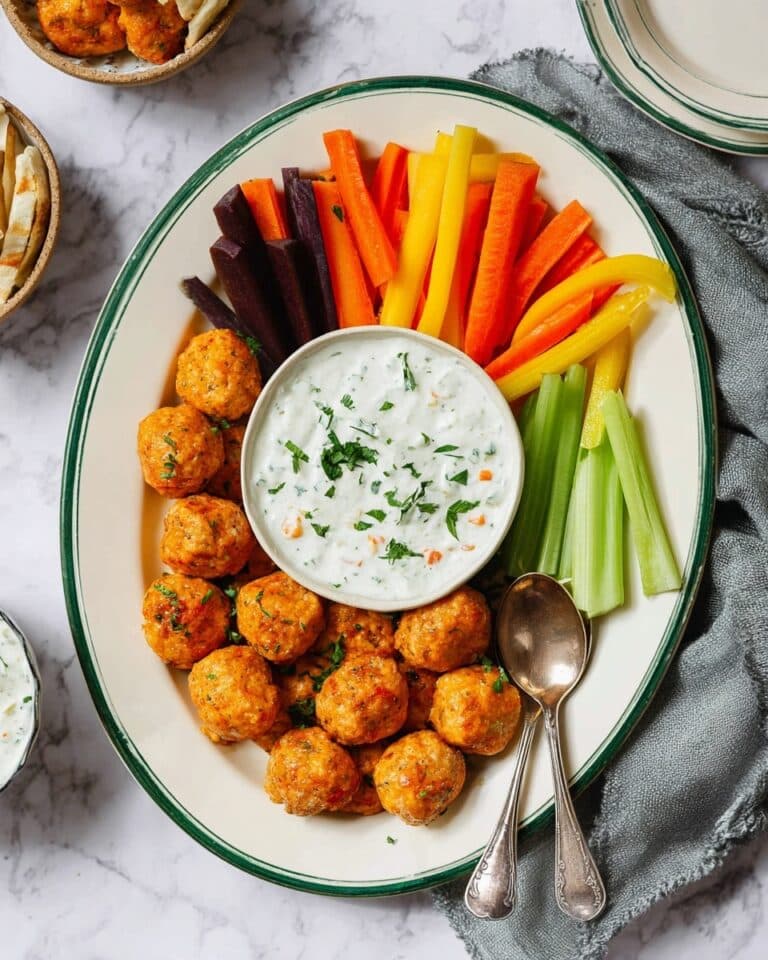 Buffalo Chicken Meatballs with Blue Cheese Yogurt Dip Recipe