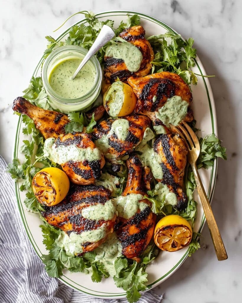 Peruvian-Style Grilled Spatchcock Chicken with Aji Sauce Recipe