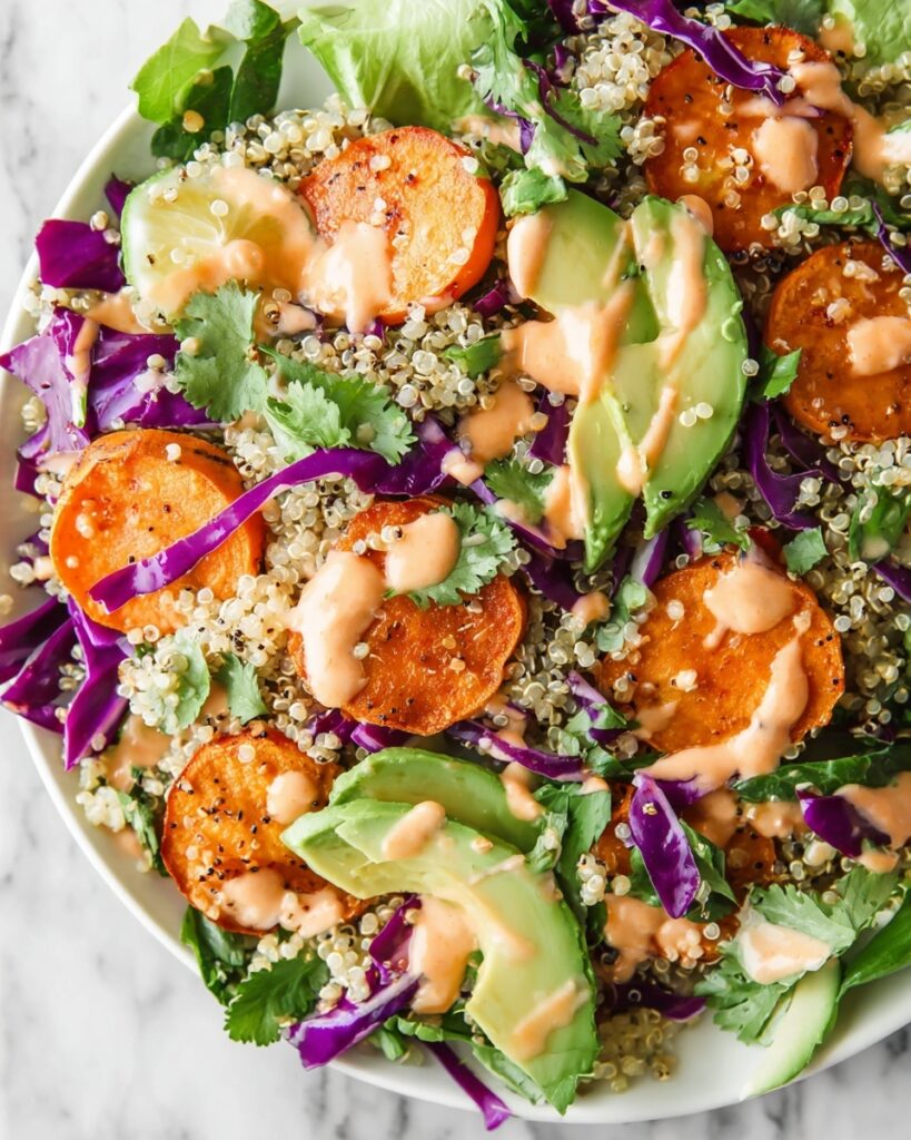 Nourishing Grain Bowl with Sweet Potatoes, Chicken, and Creamy Chipotle Sauce Recipe