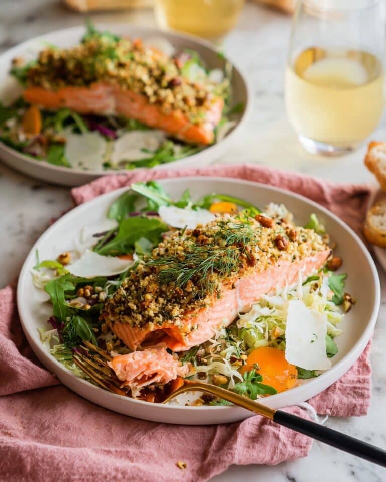 Crab Stuffed Salmon with Fennel and Orange Salad Recipe