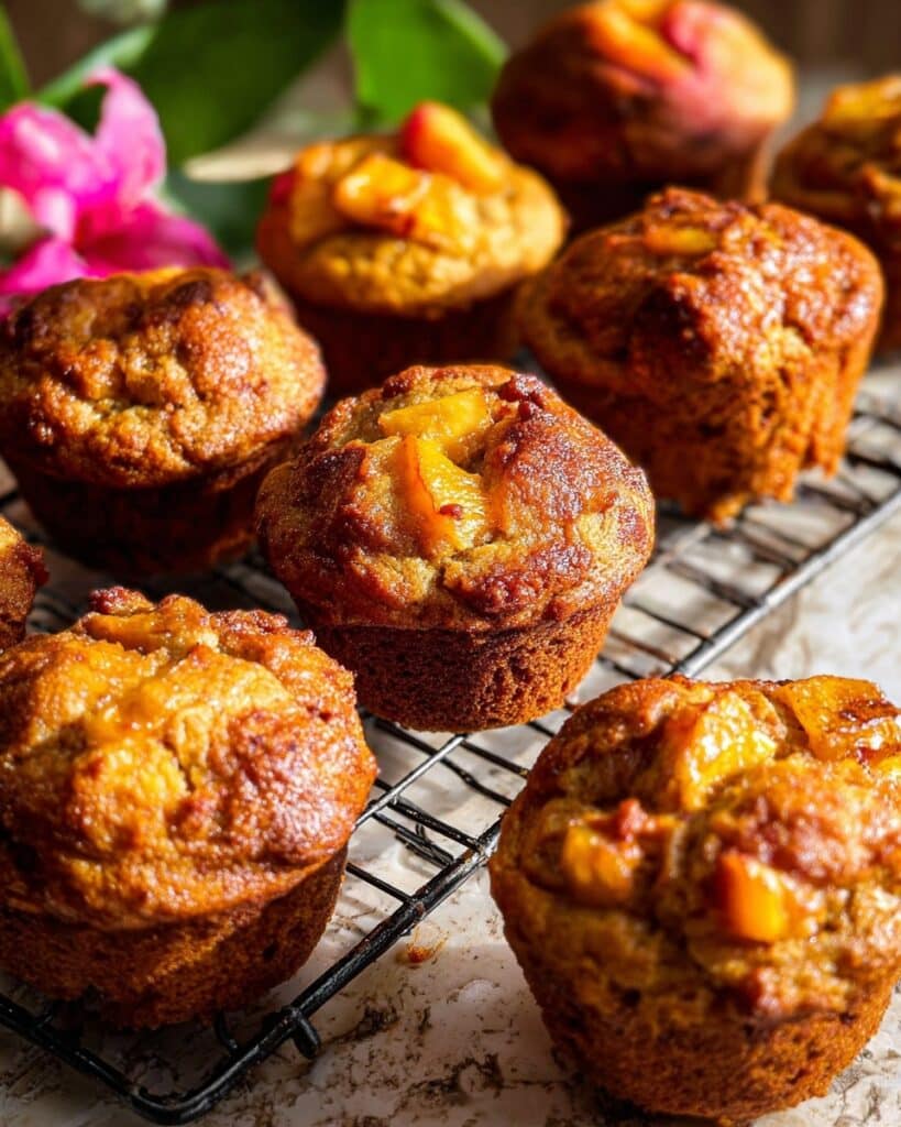 Jumbo Caramel Peach Cobbler Muffins Recipe