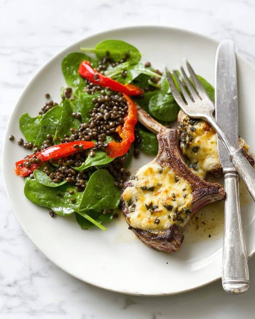 Hummus-Crusted Lamb with Lentil Salad Recipe