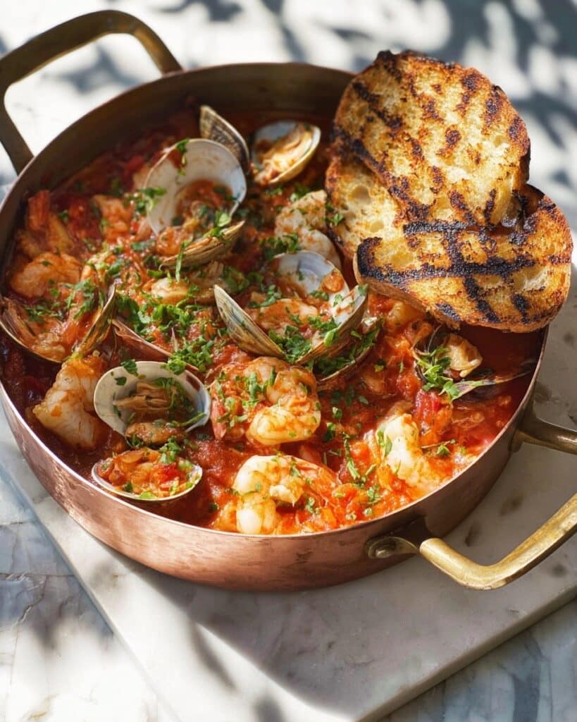 Mediterranean Fish Stew with Garlic Toasters Recipe