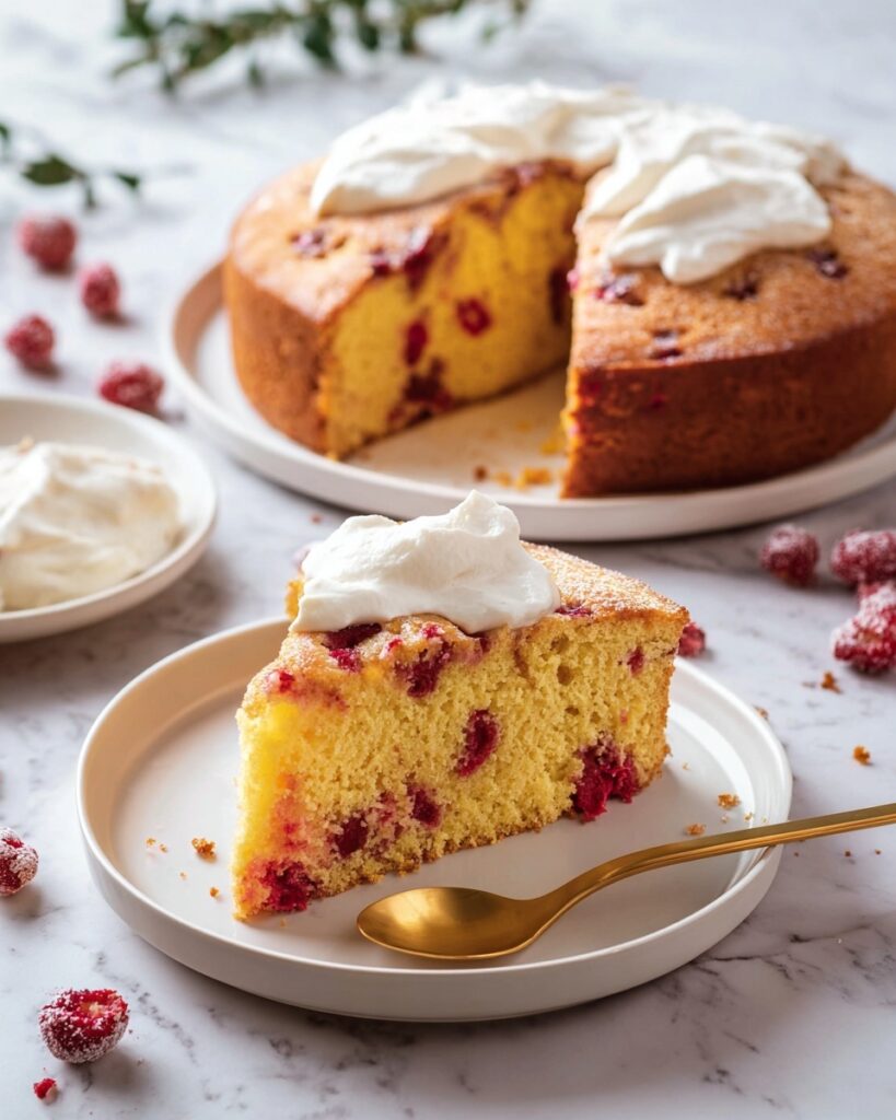 Cranberry & Clementine Polenta Cake with Zesty Cinnamon Cream Recipe