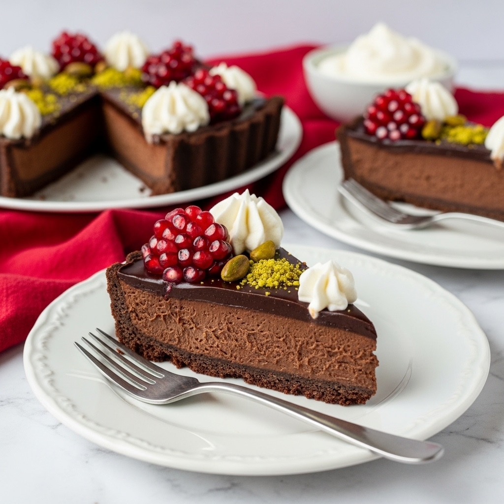 Holiday Deep Dark Chocolate Tart with Pomegranate and Pistachios Recipe