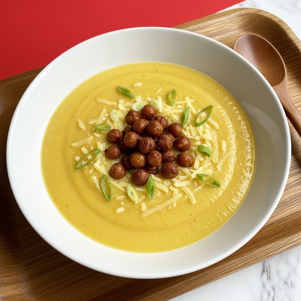 Healthy Slow Cooker Potato Soup with Roasted Chickpeas and Cheddar Recipe