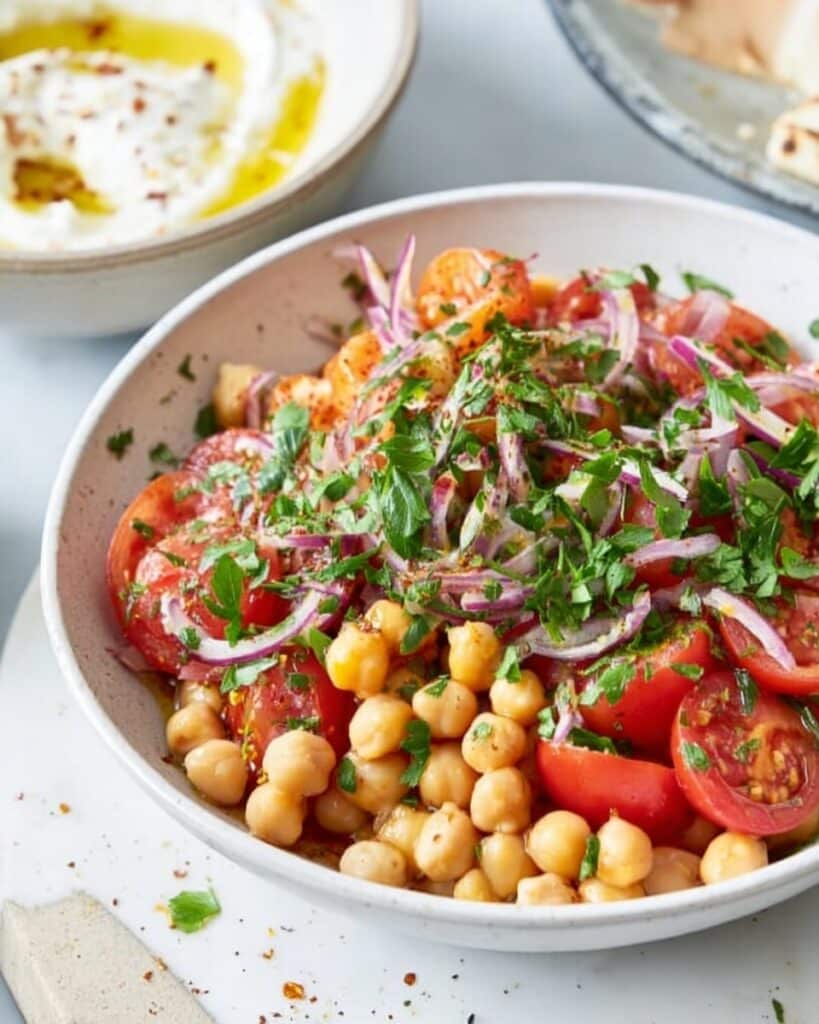 Harissa Chickpea Salad with Fresh Herbs and Lemon Recipe