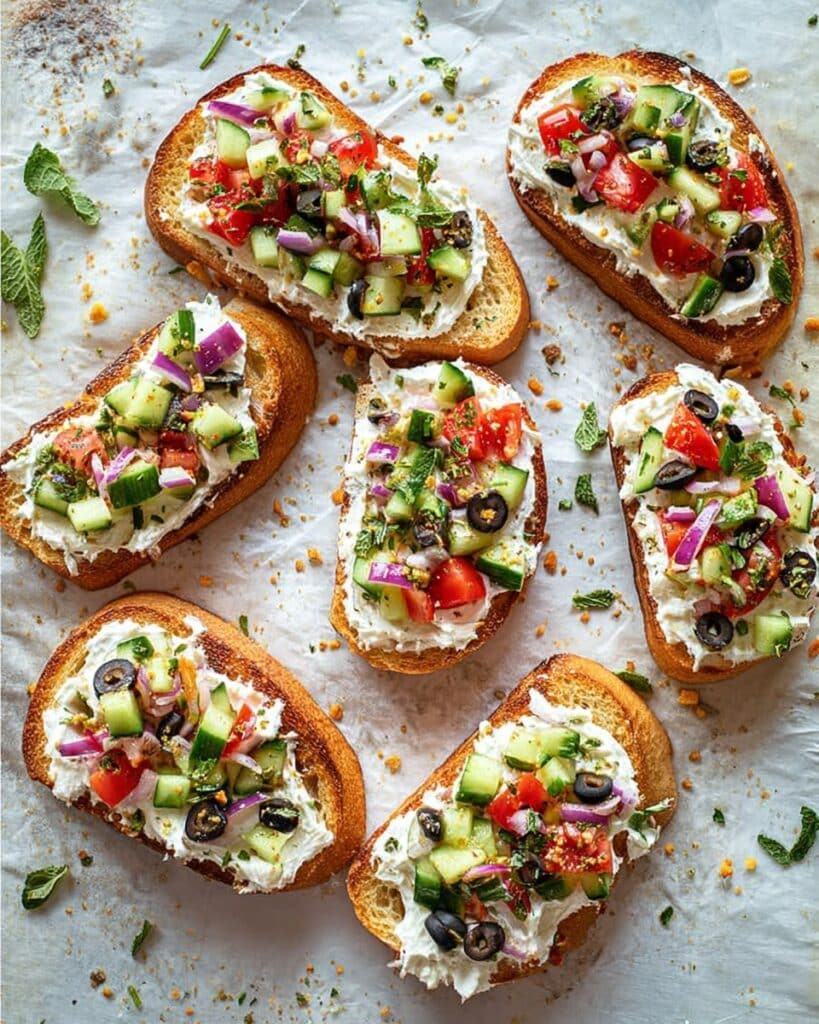 Open Greek-Style Salad Sandwiches Recipe