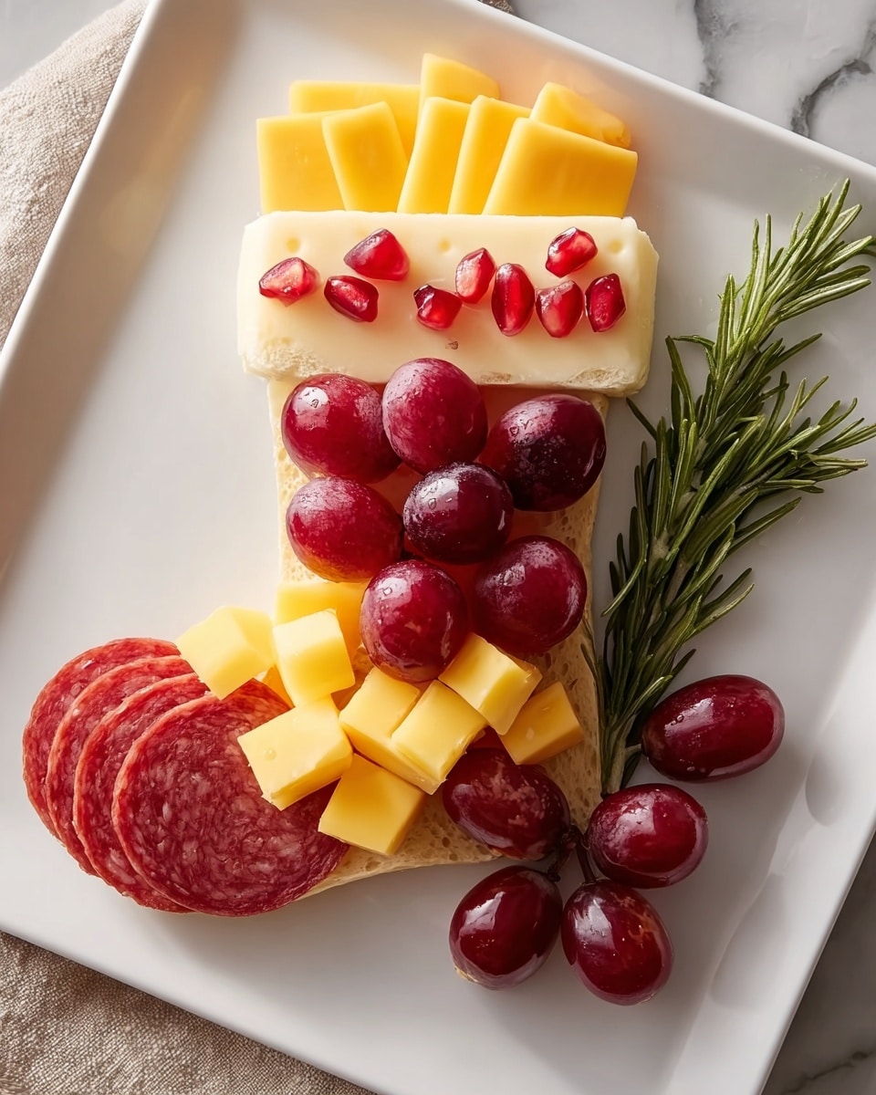 Christmas Stocking Snack Tray with Cheese, Salami, and Fresh Fruit Recipe