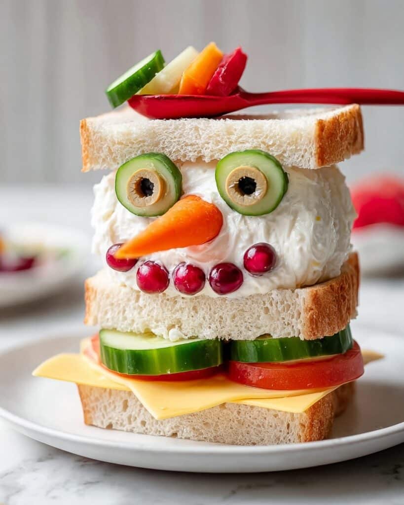 Whimsical Snowman Sandwich Stack Recipe