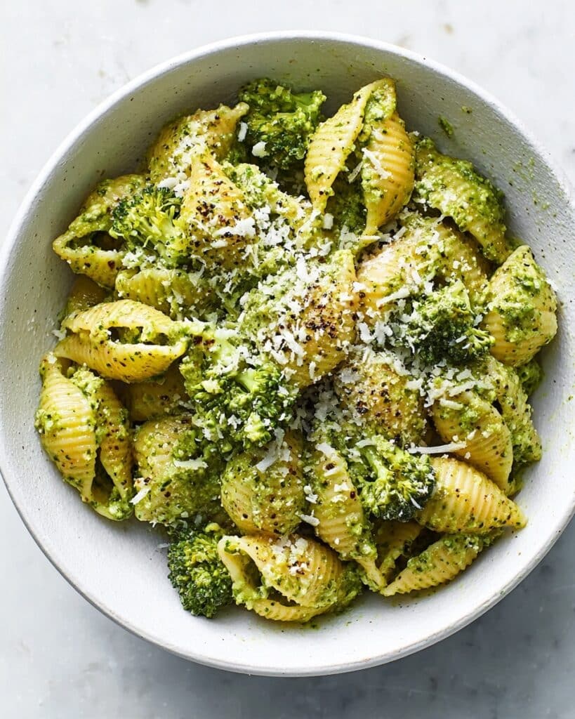 Broccoli Pasta Shells with Pesto and Lemon Recipe