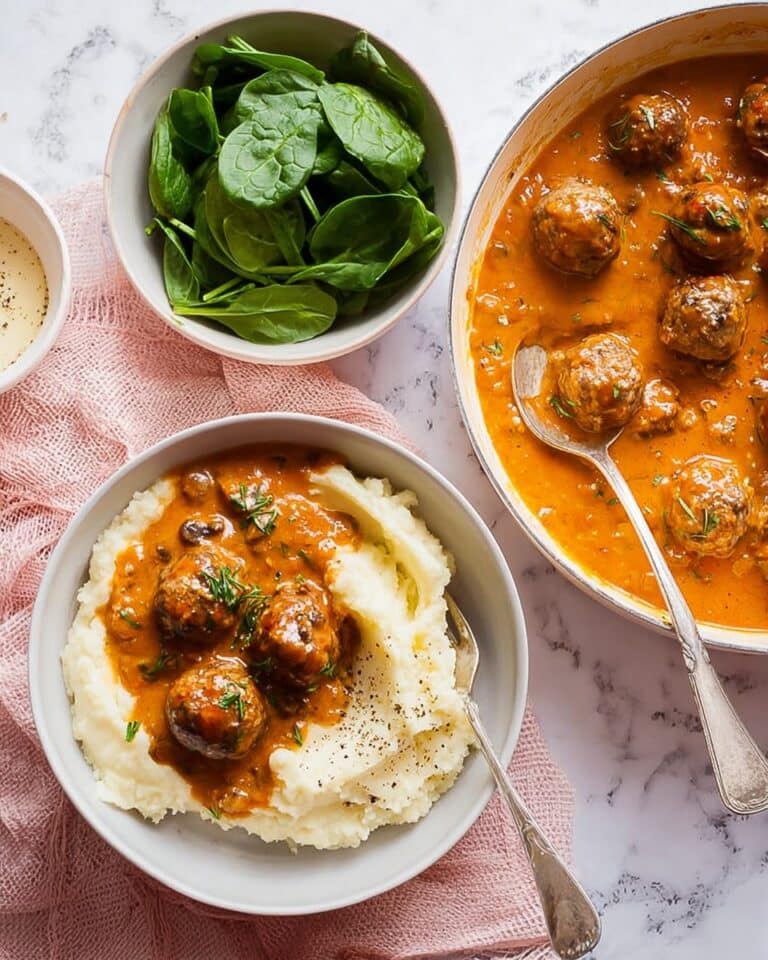 Stroganoff Meatballs with Mushroom Sauce and Mashed Potatoes Recipe