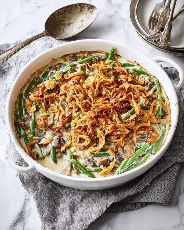 Green Bean Casserole with Mushrooms and Crispy Onions Recipe