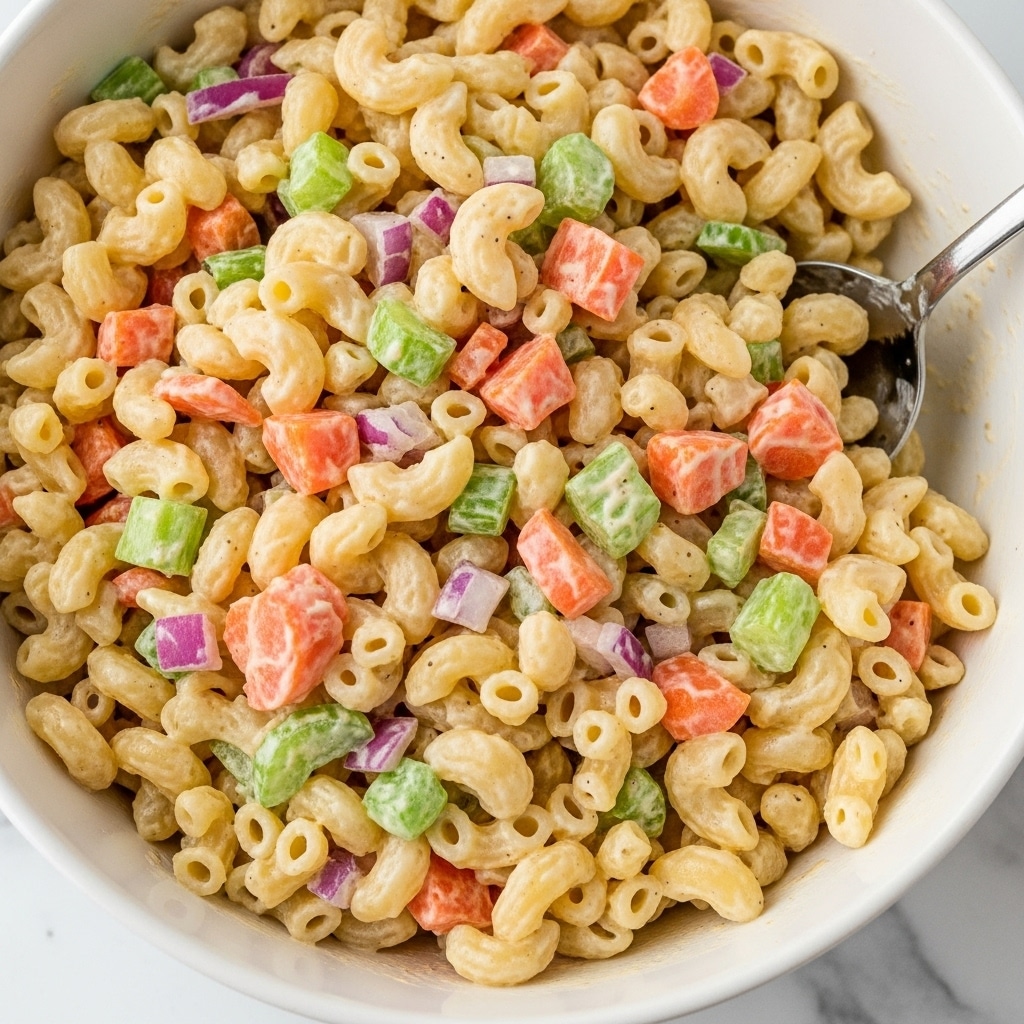 Creamy Macaroni Salad with Fresh Vegetables Recipe