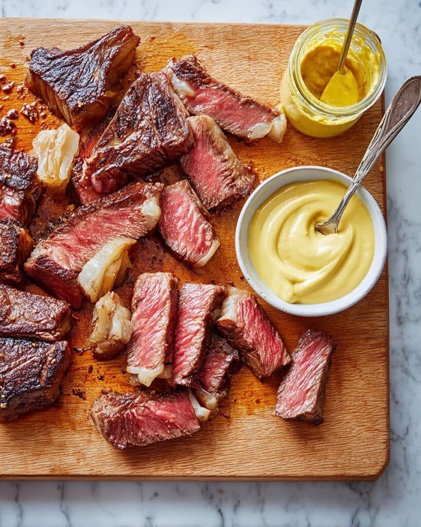 Pastrami-Style Steak with Mustard Mayo and Sauerkraut Recipe