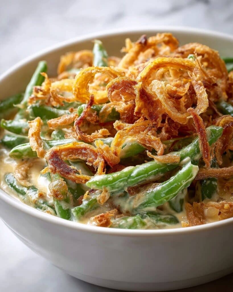 Irresistible Green Bean Casserole with Crispy French Fried Onions Recipe